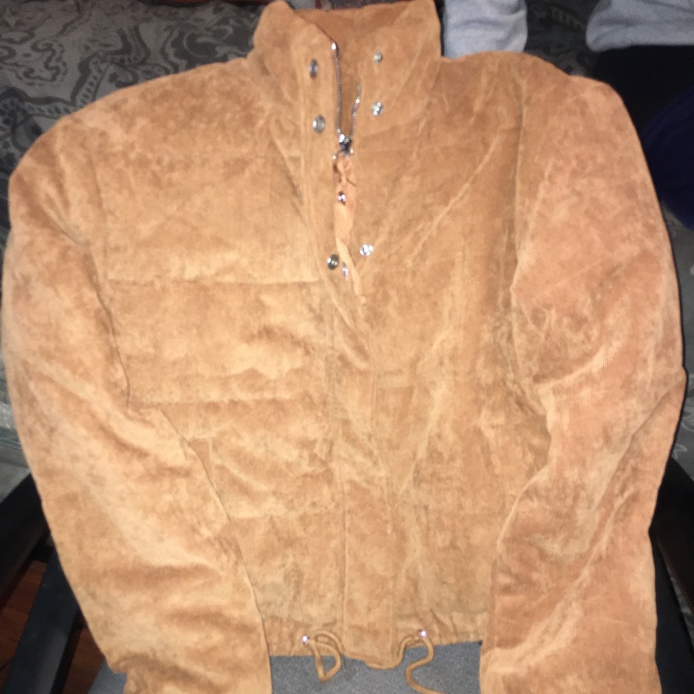 Camel corduroy puff jacket